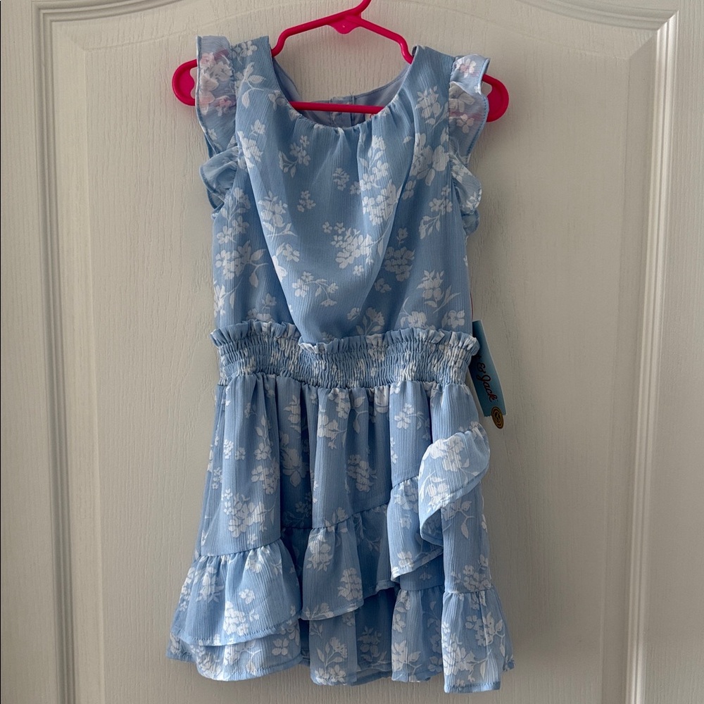 Cat & Jack Light Blue Floral Ruffle Tiered Girls Dress